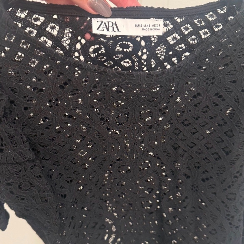 Zara Intricate Black Lace Blouse